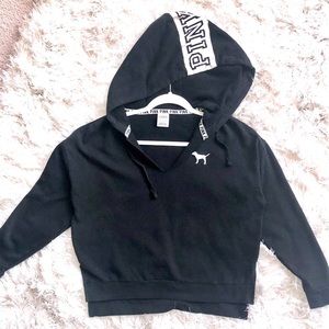 VS PINK Black Cropped Hoodie